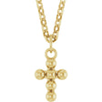 14K Yellow Beaded Cross 18" Necklace