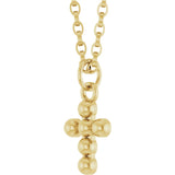 14K Yellow Beaded Cross 18" Necklace