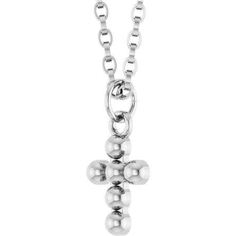 Sterling Silver Beaded Cross 18" Necklace