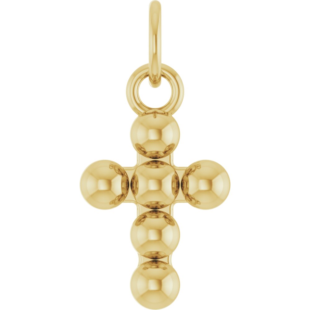 14K Yellow Beaded Cross Pendant