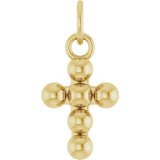 14K Yellow Beaded Cross Pendant