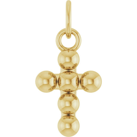 14K Yellow Beaded Cross Pendant