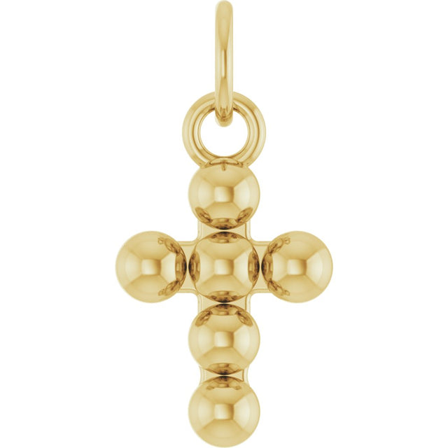 14K Yellow Beaded Cross Pendant