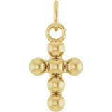 14K Yellow Gold Beaded Cross Pendant