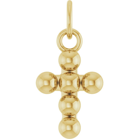 14K Yellow Gold Beaded Cross Pendant