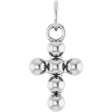 14K White Beaded Cross Pendant