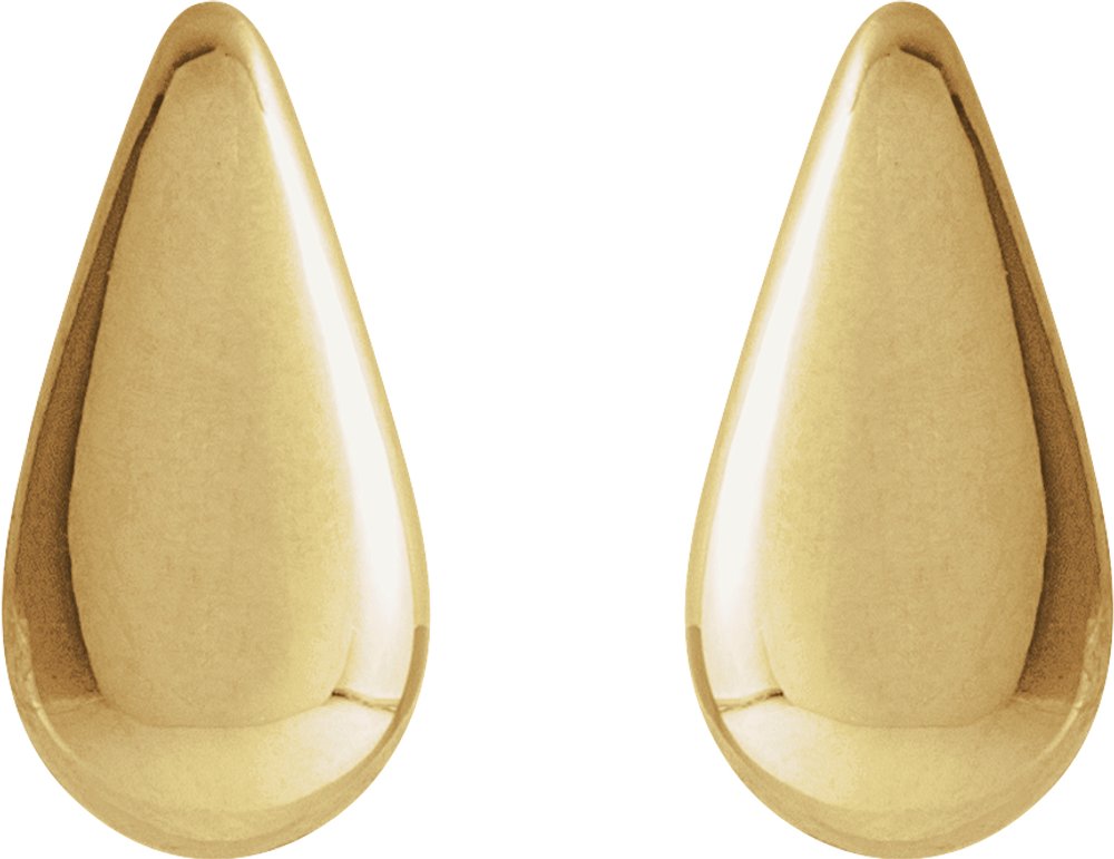 14K Yellow Teardrop Stud Earrings