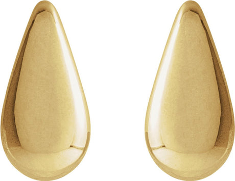 14K Yellow Teardrop Stud Earrings