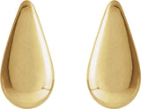 14K Yellow Teardrop Stud Earrings