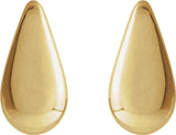 14K Yellow Gold Teardrop Stud Earrings