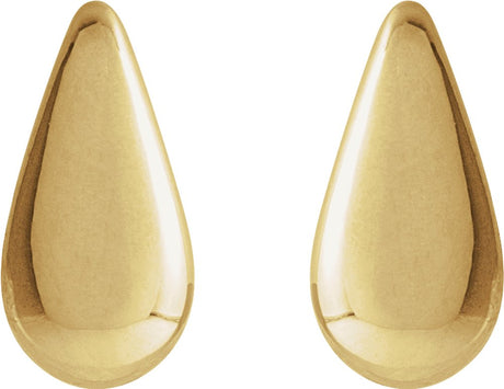 14K Yellow Gold Teardrop Stud Earrings