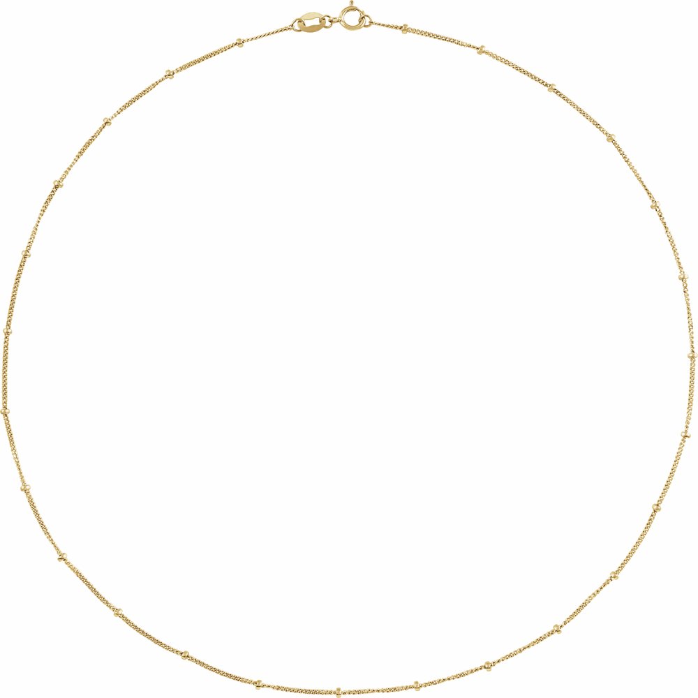 14K Yellow Gold-Filled 1 mm Beaded Curb 18" Chain