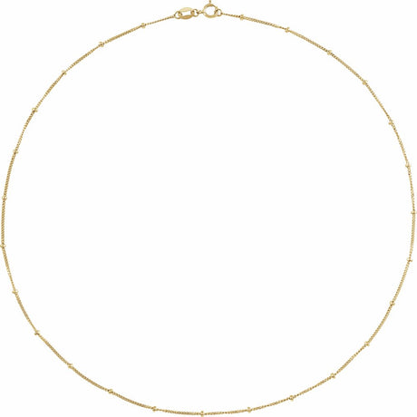 14K Yellow Gold 1 mm Beaded Curb 18" Chain
