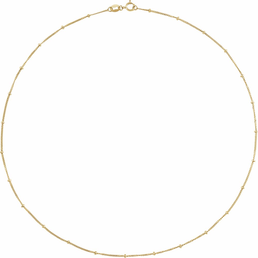 14K Yellow Gold 1 mm Beaded Curb 18" Chain