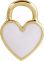 14K Yellow White Enamel Heart Pendant