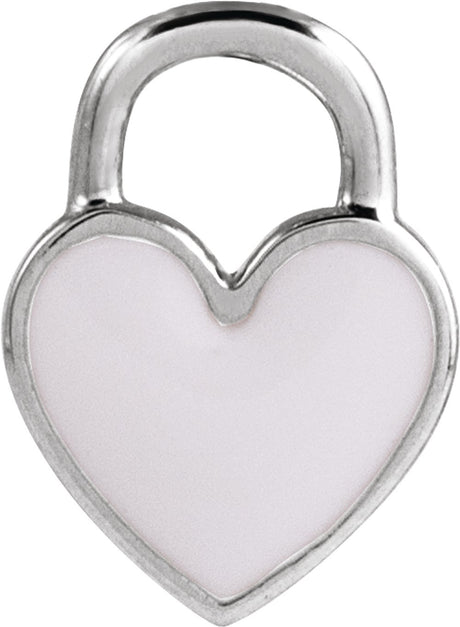 Sterling Silver White Enamel Heart Pendant