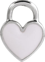 14K White White Enamel Heart Pendant