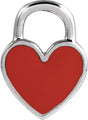 14K White Gold Red Enamel Heart Pendant