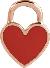 14K Rose Red Enamel Heart Pendant