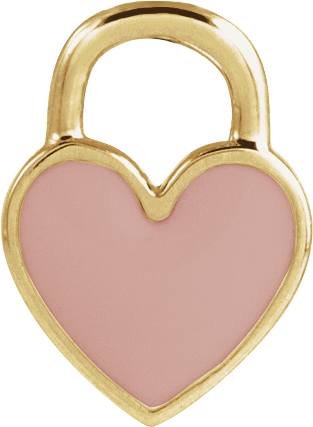 14K Yellow Pink Enamel Heart Pendant