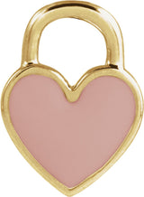 14K Yellow Gold Pink Enamel Heart Pendant