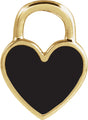 14K Yellow Black Enamel Heart Pendant