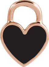 14K Rose Gold Black Enamel Heart Pendant