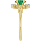 14K Yellow Lab-Grown Emerald & .08 CTW Natural Diamond Ring