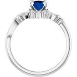 14K White Lab-Grown Blue Sapphire & .08 CTW Natural Diamond Ring