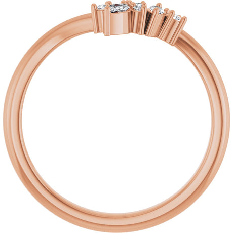 14K Rose Gold 1/8 CTW Natural Diamond Contour Band