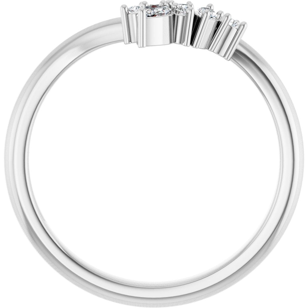 14K White Gold 1/8 CTW Natural Diamond Contour Band
