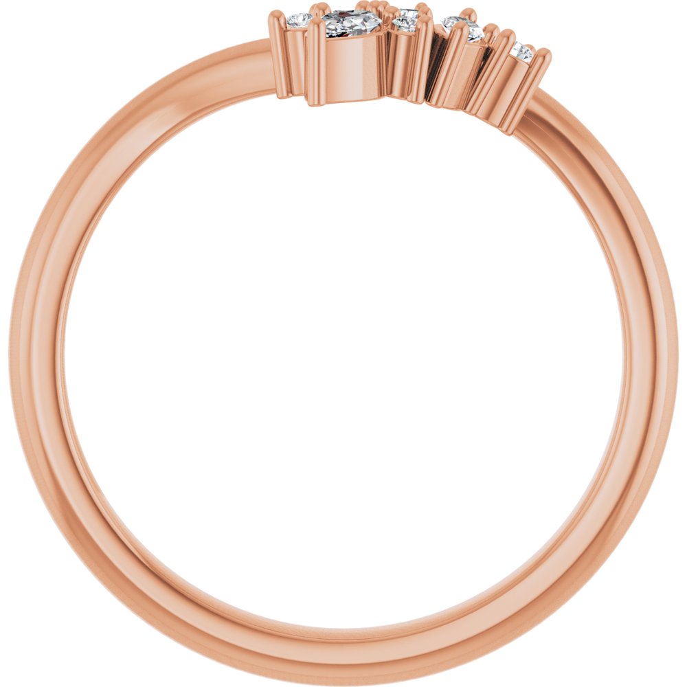 14K Rose 1/8 CTW Natural Diamond Contour Band