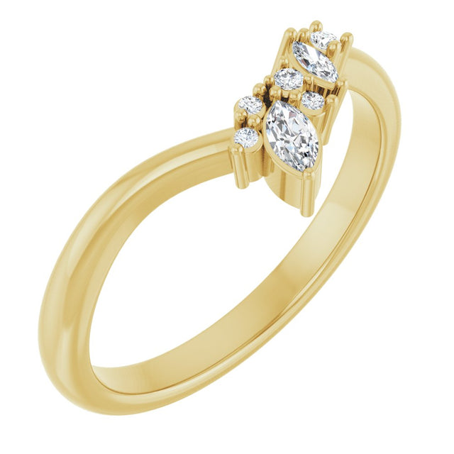 14K Yellow Gold 1/8 CTW Natural Diamond Contour Band