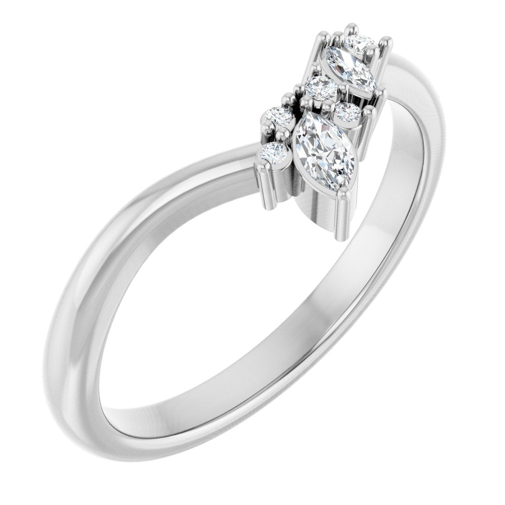 14K White Gold 1/8 CTW Natural Diamond Contour Band