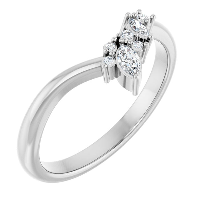 14K White Gold 1/8 CTW Natural Diamond Contour Band