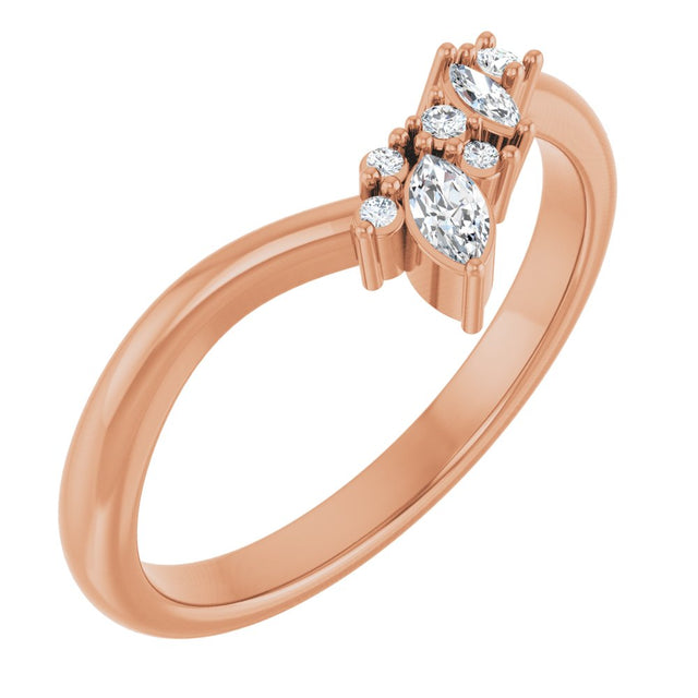 14K Rose 1/8 CTW Natural Diamond Contour Band