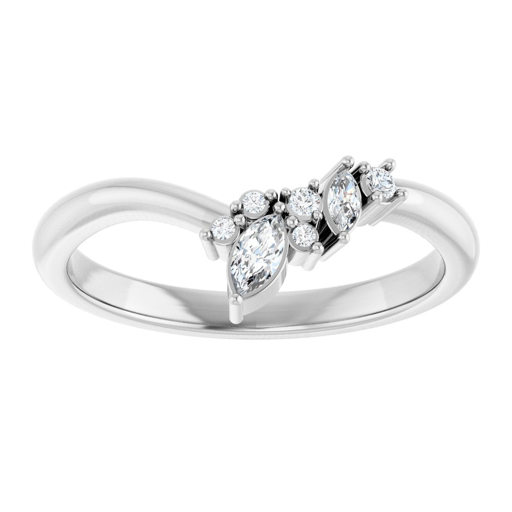 14K White Gold 1/8 CTW Natural Diamond Contour Band