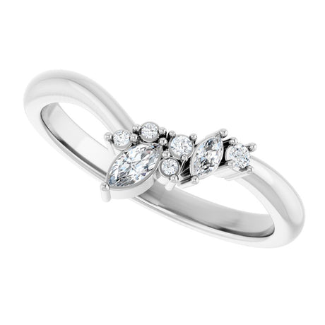 14K White Gold 1/8 CTW Natural Diamond Contour Band