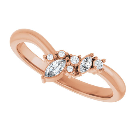 14K Rose Gold 1/8 CTW Natural Diamond Contour Band