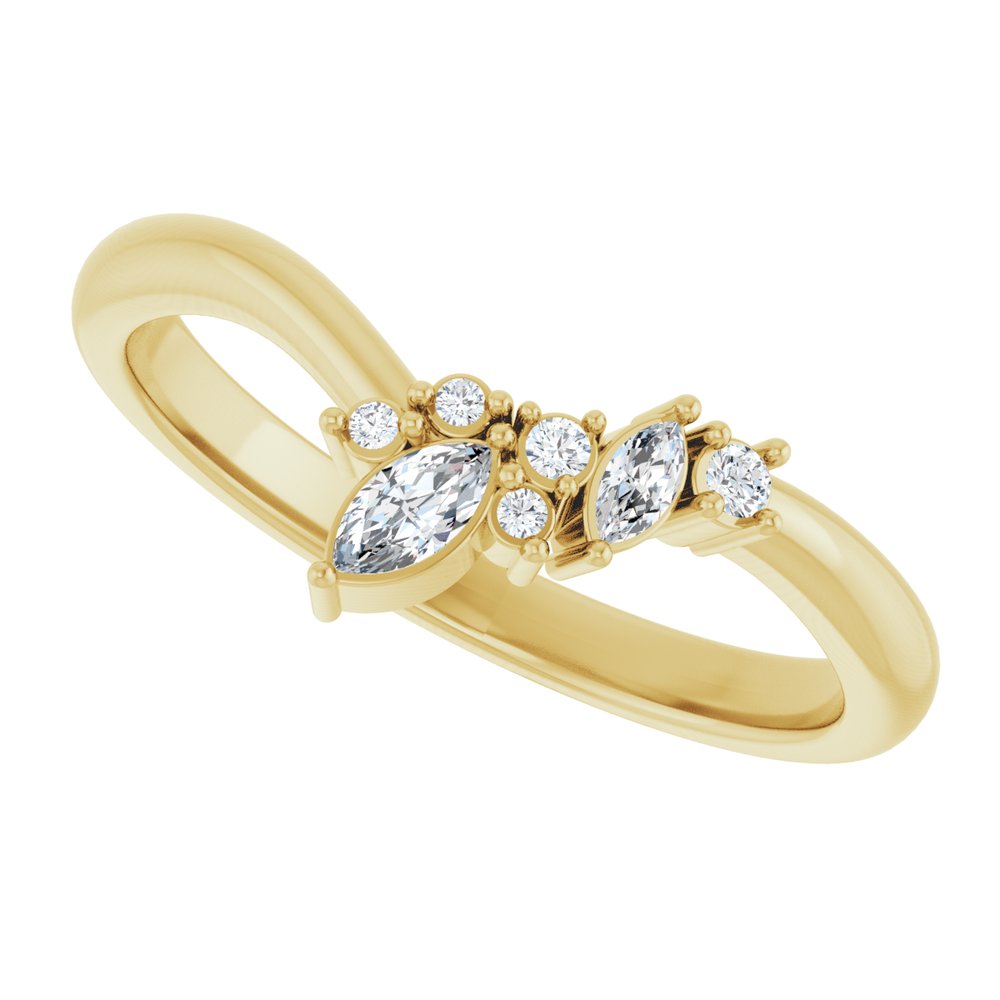 14K Yellow 1/8 CTW Natural Diamond Contour Band