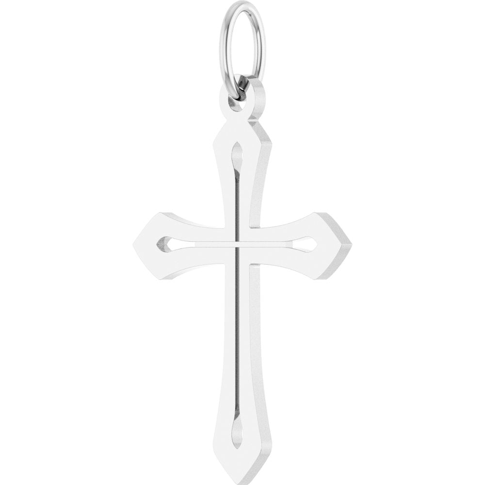 14K White Cross Pendant