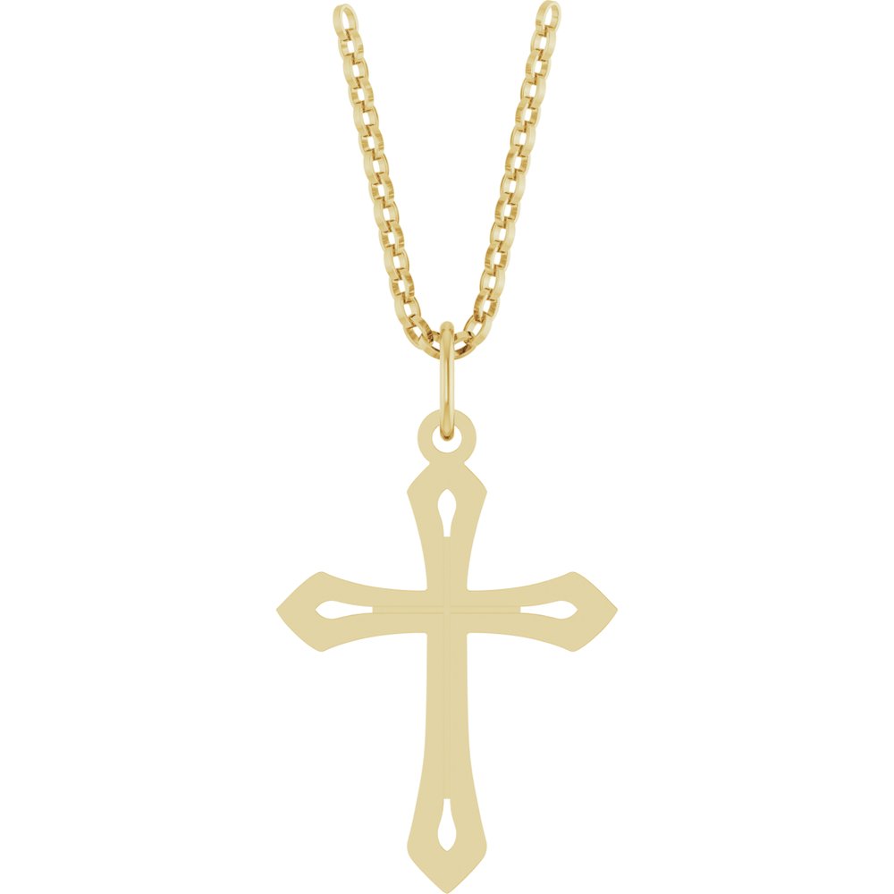 14K Yellow Cross 18" Necklace