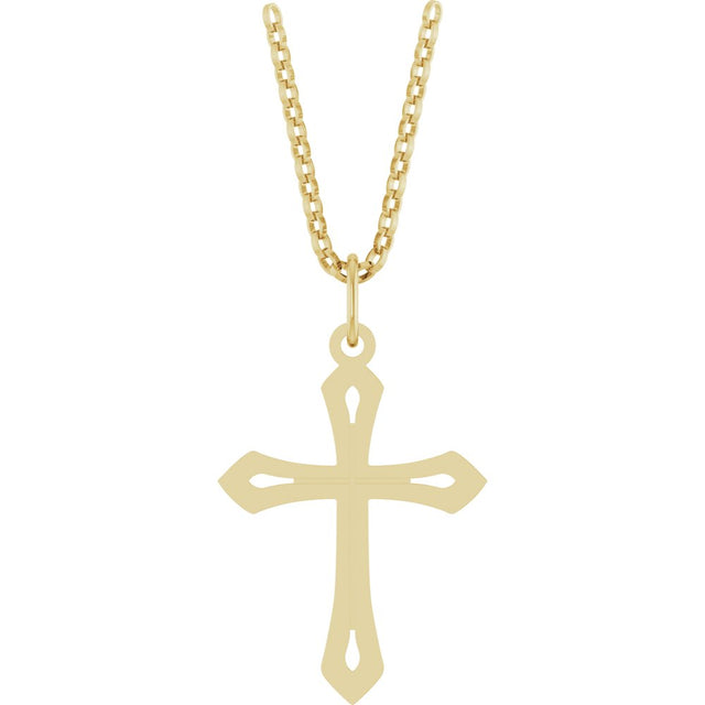 14K Yellow Cross 18" Necklace