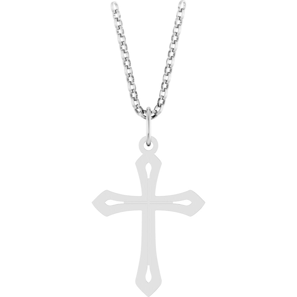 14K White Cross 18" Necklace