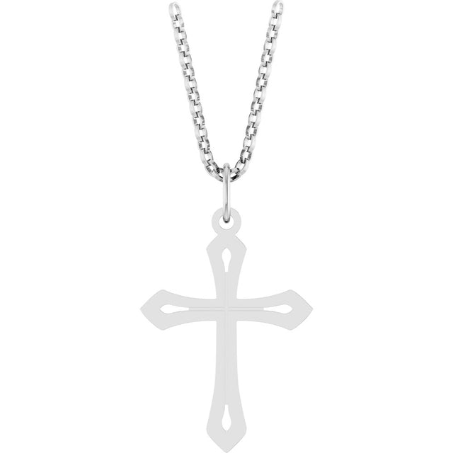 14K White Cross 18" Necklace