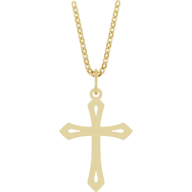 14K Yellow Cross 18" Necklace