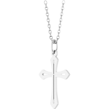 14K White Cross 18" Necklace