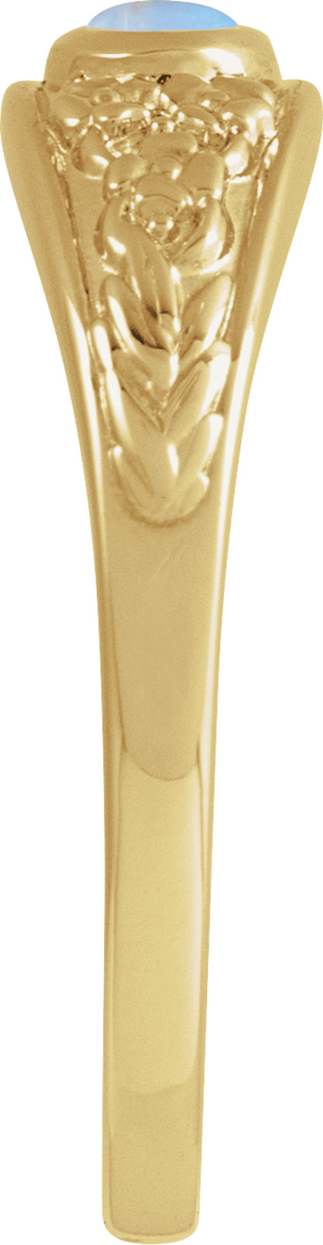 14K Yellow Gold Natural Moonstone Cabochon Floral Ring