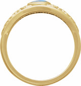 14K Yellow Gold Natural Moonstone Cabochon Floral Ring
