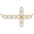 14K Yellow 1/3 CTW Lab-Grown Diamond Sideways Cross Necklace Center
